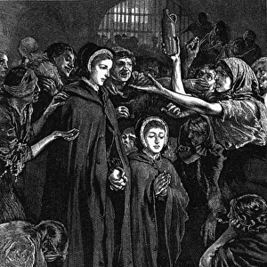 Elizabeth Fry and Anna Buxton visiting Newgate Prison (engraving)