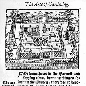 Elizabethan garden from The profitable arte of gardening, 1568 (woodcut)