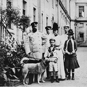 Emperor Alexander III with his family and his dog Kamchatka in 1887