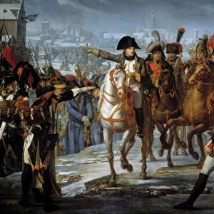 Emperor Napoleon I (1769-1821) haranged the 2nd Corps of the Great Armee on the bridge of Lech before the attack of Augsburg 12 / 10 / 1805 Painting by Claude Gautherot (1769-1825) 1808 Sun. 3, 85x6, 2 m