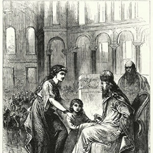 The Empress Aelia Eudoxia confronting John of Chrysostom, Archbishop of Constantinople (engraving)