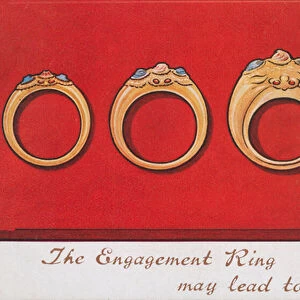 Engagement ring leading to parenthood (colour litho)