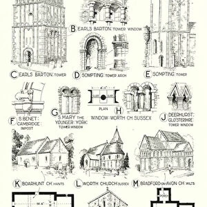 English Mediaeval Architecture; Anglo-Saxon Style (litho)