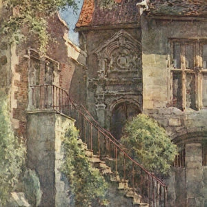 Entrance to the Banqueting Hall, Kings Manor (colour litho)