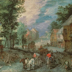 Entrance of a Village (oil on canvas)