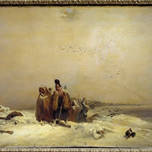 Episode of the Russian Retreat Napoleonic War (1812). Painting by Nicolas Toussaint