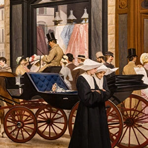 The Epoch, detail with a nun and a carriage, 1875-80 (oil on canvas)