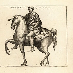 Equestrian Statue of Roman Emperor Marcus Aurelius. 1779 (engraving)