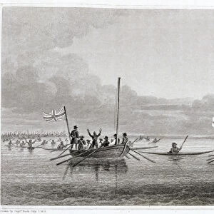 Eskimaux Coming Towards the Boats in Shoalwater Bay, July 7, 1826