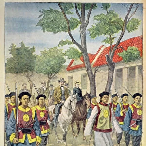 European foreigners under armed escort by Chinese regular soldiers during the Boxer