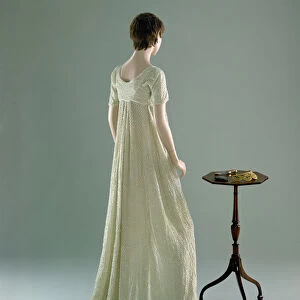 Evening dress, 1800 (cotton muslin & glass beads)