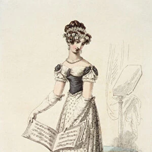Evening Dress, April 1820, from Ackermanns Repository of Arts (colour litho)