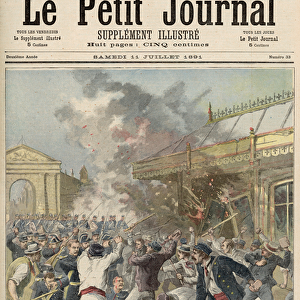Events in Bordeaux: Burning a Kiosk in Place d Aquitaine, from Le Petit Journal