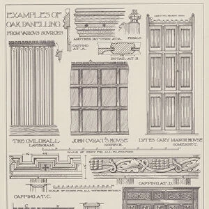 Examples of Oak Panelling from Various Sources (litho)