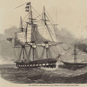 The Expedition to the South Seas, HMS "Herald, "and the "Torch"Steam Tender (engraving)