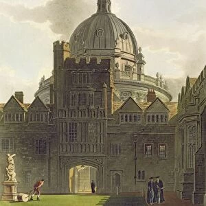 Exterior of Brasenose College and Radcliffe Library, illustration from the