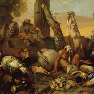 The Fable of Diogenes, looking with a lantern for a good man (oil on canvas)
