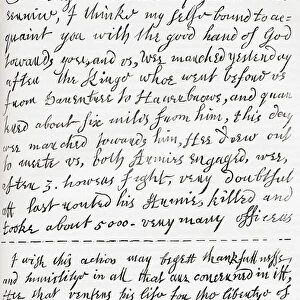 Facsimile of a portion of the letter written by Oliver Cromwell to William Lenthall