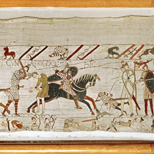 Many fall in battle and King Harold is killed, Bayeux Tapestry (wool embroidery on linen)