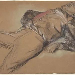 Fallen Jockey, c. 1866 (black chalk and pastel on brown wove paper)