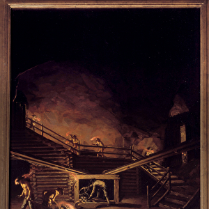 Falun copper mine in Sweden in the 18th century Painting by Per Hillestrom (1732-1816