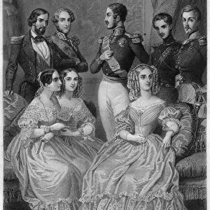 Family of Orleans - engraving in "Histoire de la vie politique et privee de Louis