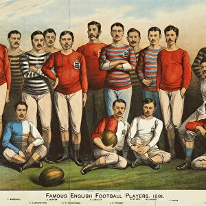 Famous English football players of 1881, from Boys Own (colour litho)