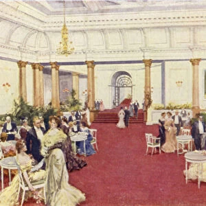 The famous Foyer, Savoy Hotel (colour litho)