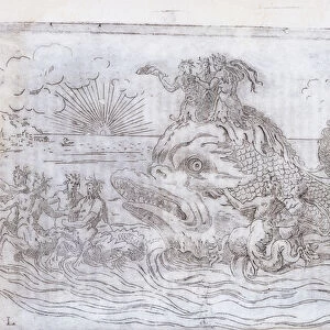A Fantastical Fish Chariot, 1579 (engraving)