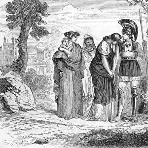 The farewell of Hector and Andromaque (engraving) 1864