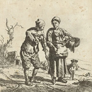 Farmer and his wife in conversation (etching)
