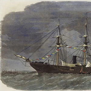 The Federal sloop-of-war Tuscarora in Southampton Water (coloured engraving)