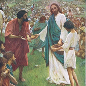 The feeding of the five thousand, from The Bible Picture Book published by Thomas Nelson