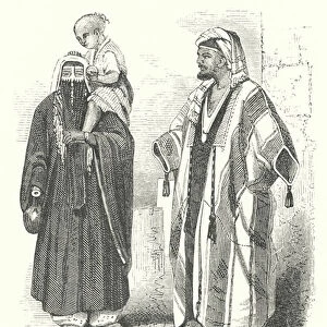 Fellah dressed in the Haba, and Female wearing Face-Veil, Egypt (engraving)