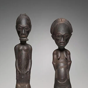 Figure pair, late 1800s to early 1900s (wood, beads) (see also CVL 499795 & CVL 499796)