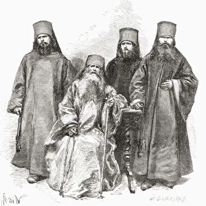 Filaret Drozdov and his three sons, from El Mundo en la Mano, published 1878