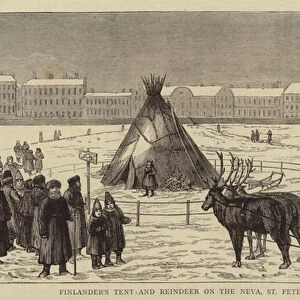 Finlanders Tent and Reindeer on the Neva, St Petersburg (engraving)