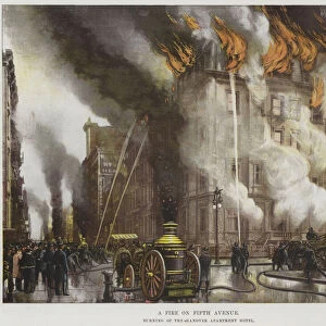 A Fire on Fifth Avenue (colour litho)