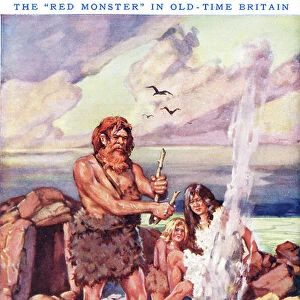 Fire: The "Red Monster" in Old-Time Britain, illustration from Newnes Pictorial Book of Knowledge (colour litho)