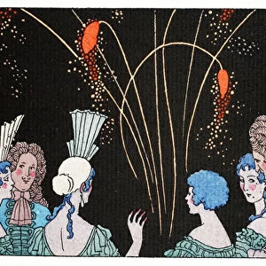Fireworks by moonlight (pochoir print)