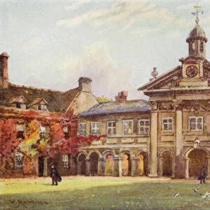 The First Court of Emmanuel College (colour litho)