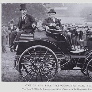 One of the first petrol-driven road vehicles (b / w photo)