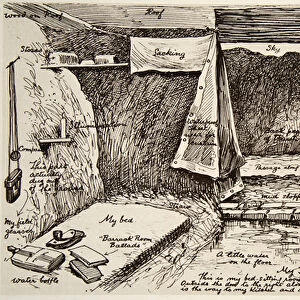 A flat in mud mansions, the Parade, France: a British Officers Dug-out
