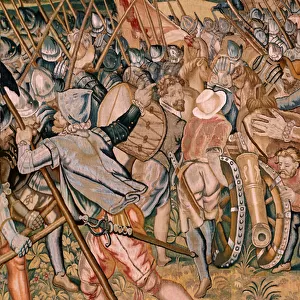 Flemish tapestry. Series Triumphs and battles of Archduke Albert. Assault and capture of the entrenched battlefield of Hulst (Asalto y toma del campo atrincherado de Hulst). Sixth tapestry in the series. Model Otto van Veen and Hans I Snellinck