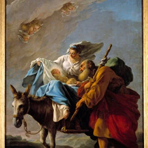 The flight to Egypt. Painting by Christmas Halle (1711-1781), 1759. Oil on canvas