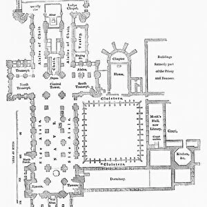 Floor plan of Durham Cathedral, Durham, England, from Old England: A Pictorial Museum