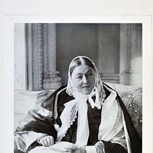 Florence Nightingale, seated on a couch in the Blue Room at Claydon House
