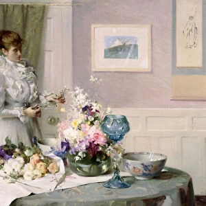 The Flower Arranger, (oil on canvas)
