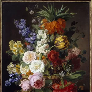 Flowers in a Basket Painting by Jan Frans Van Dael (1764-1840) 1806 Sun