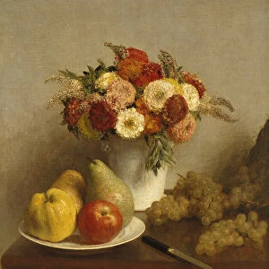 Flowers and Fruit, 1865 (oil on canvas)